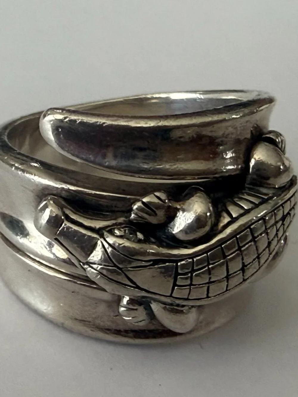 BARRY KIESELSTEIN-CORD STERLING SILVER ALLIGATOR WIDE BAND RING